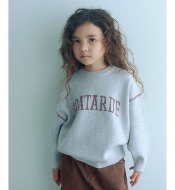 UNITED ARROWS green label relaxing「ロゴジャガード ニットプルオーバー / キッズ  100cm-160cm」|ニット・セーター|MD.GRAY