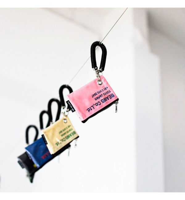 BEAMS「ポリウレタン ロゴ ポーチ XS」|ポーチ|PINK