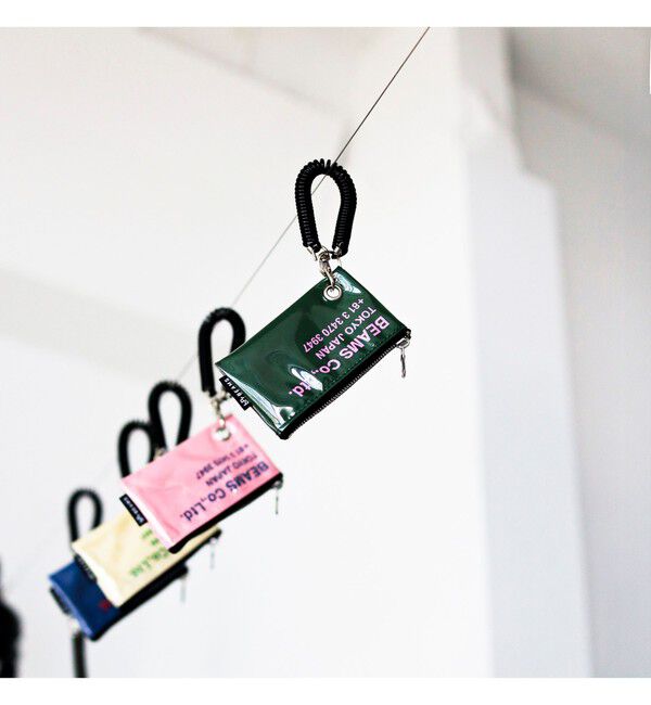 BEAMS「ポリウレタン ロゴ ポーチ XS」|ポーチ|GREEN