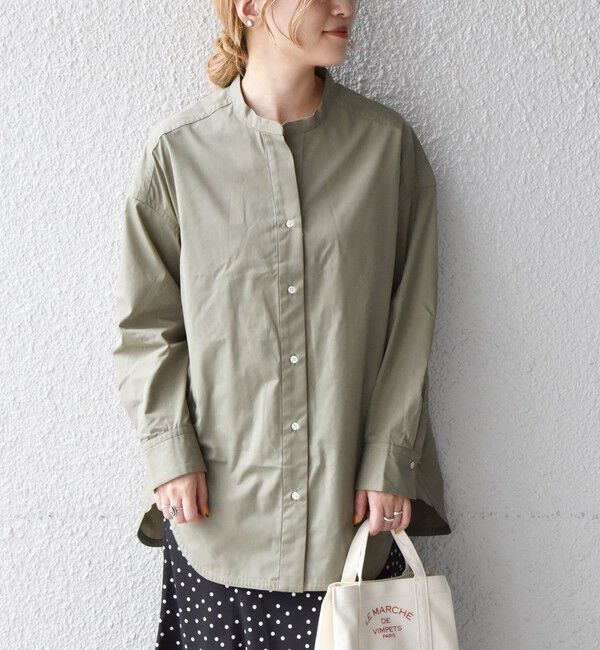 SHIPS any「《一部追加予約》SHIPS any:〈洗濯機可能〉REPREVE バンド カラー シャツ」|シャツ・ブラウス|