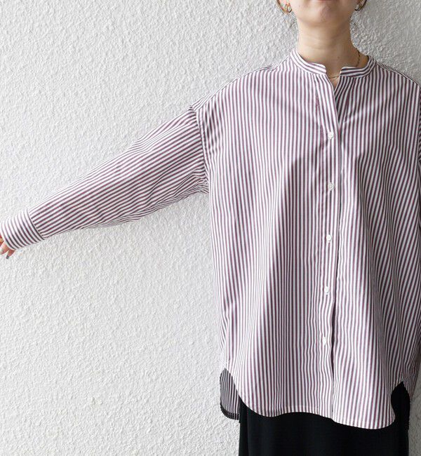 SHIPS any「《一部追加予約》SHIPS any:〈洗濯機可能〉REPREVE バンド カラー シャツ」|シャツ・ブラウス|