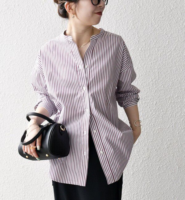 SHIPS any「《一部追加予約》SHIPS any:〈洗濯機可能〉REPREVE バンド カラー シャツ」|シャツ・ブラウス|