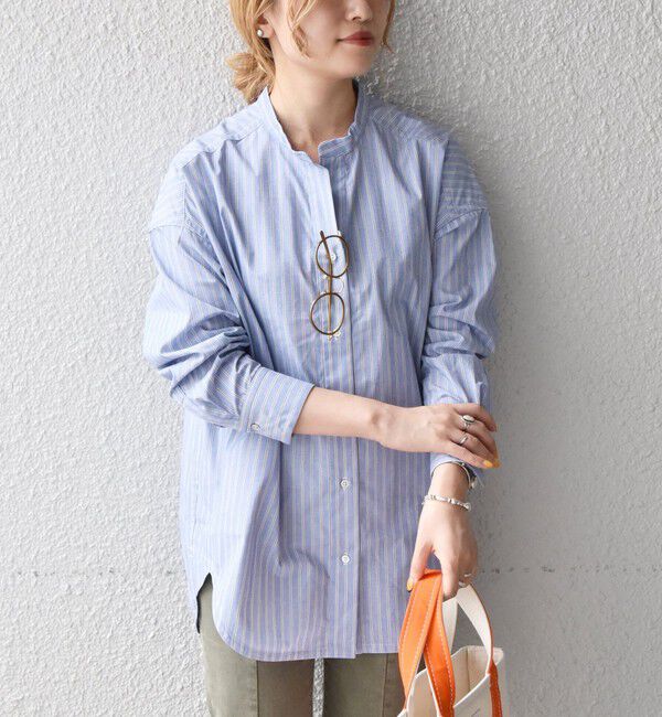 SHIPS any「《一部追加予約》SHIPS any:〈洗濯機可能〉REPREVE バンド カラー シャツ」|シャツ・ブラウス|