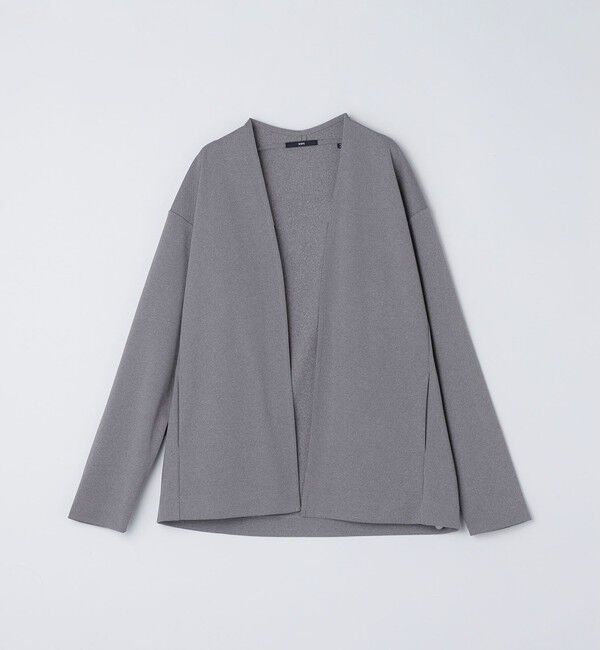 SHIPS「SHIPS: japan quality ツイル ジャージー ノーカラー カーディガン」|カーディガン|グレー系