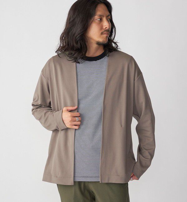 SHIPS「SHIPS: japan quality ツイル ジャージー ノーカラー カーディガン」|カーディガン|