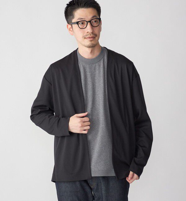 SHIPS「SHIPS: japan quality ツイル ジャージー ノーカラー カーディガン」|カーディガン|