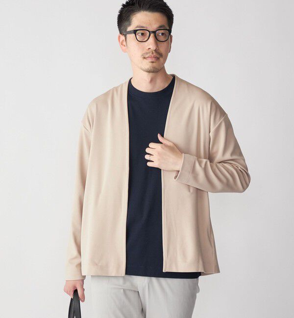 SHIPS「SHIPS: japan quality ツイル ジャージー ノーカラー カーディガン」|カーディガン|