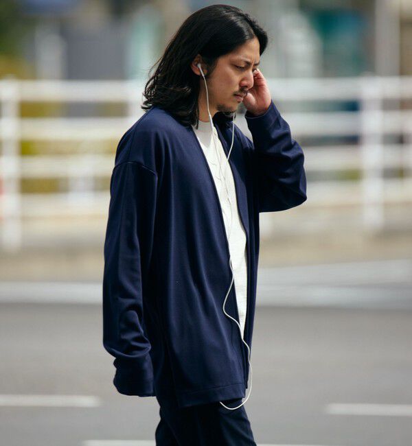 SHIPS「SHIPS: japan quality ツイル ジャージー ノーカラー カーディガン」|カーディガン|