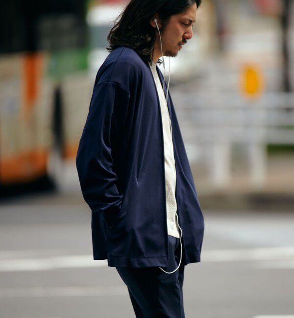 SHIPS「SHIPS: japan quality ツイル ジャージー ノーカラー カーディガン」|カーディガン|