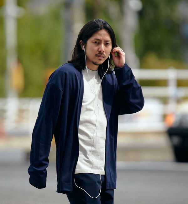 SHIPS「SHIPS: japan quality ツイル ジャージー ノーカラー カーディガン」|カーディガン|