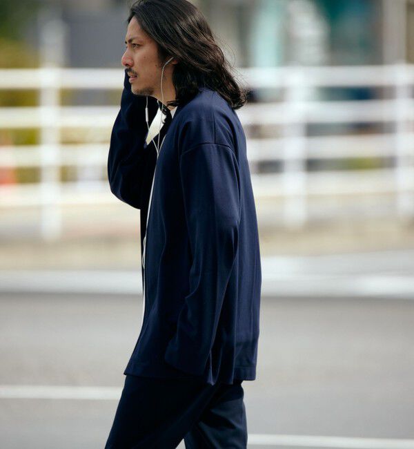 SHIPS「SHIPS: japan quality ツイル ジャージー ノーカラー カーディガン」|カーディガン|