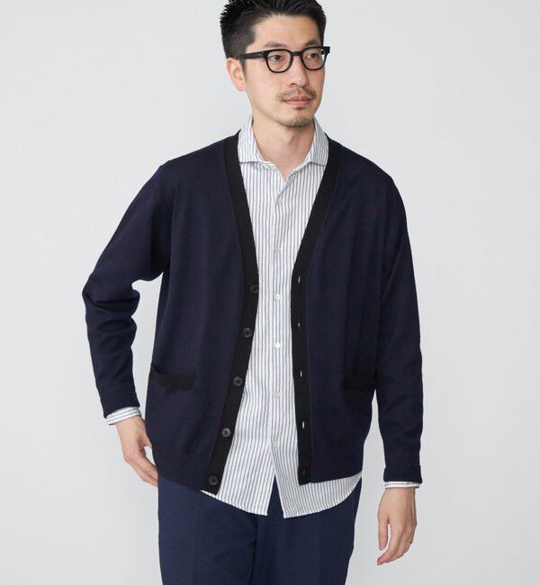 SHIPS「SHIPS:〈手洗い可能〉ICE WOOL カラーパネル Vネック ニット カーディガン」|カーディガン|