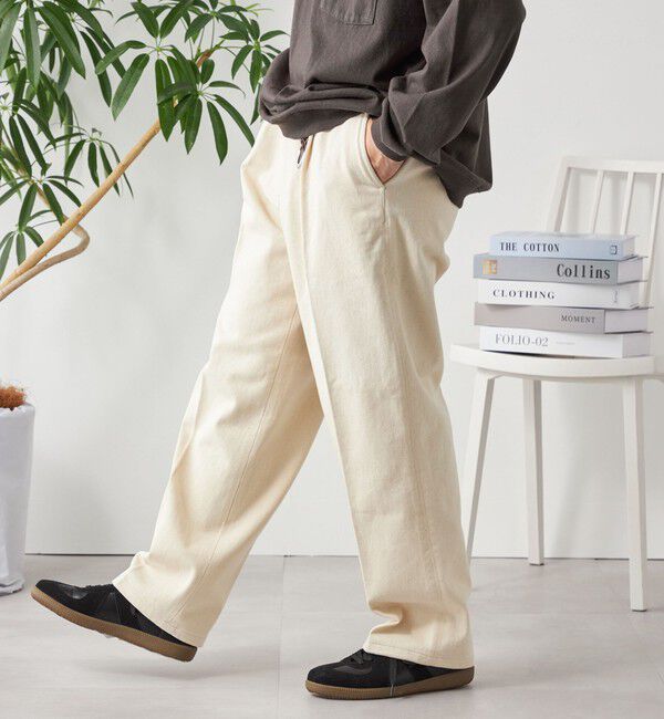 SHIPS any「SHIPS any: コットンツイル 1タック ワイド トラウザーズ 〈ナチュラル〉◇」|チノ|