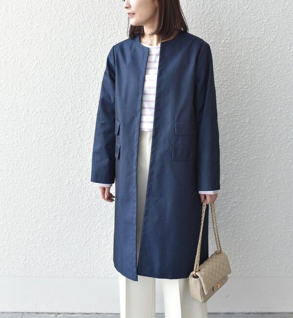 SHIPS Colors 「SHIPS Colors:ノーカラー スティッチ コート◇」|ノーカラーコート|