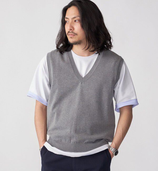 SHIPS「SHIPS: 〈手洗い可能〉12ゲージ コットン Vネック ニット ベスト」|ベスト・ジレ|