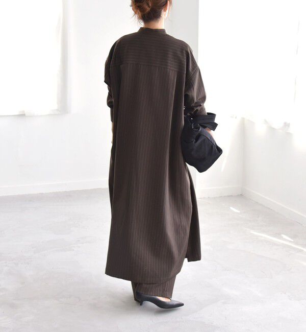 quaranciel「quaranciel:〈洗濯機可能〉ストライプ カフタンワンピース & パンツ セットアップ」|ワンピース|