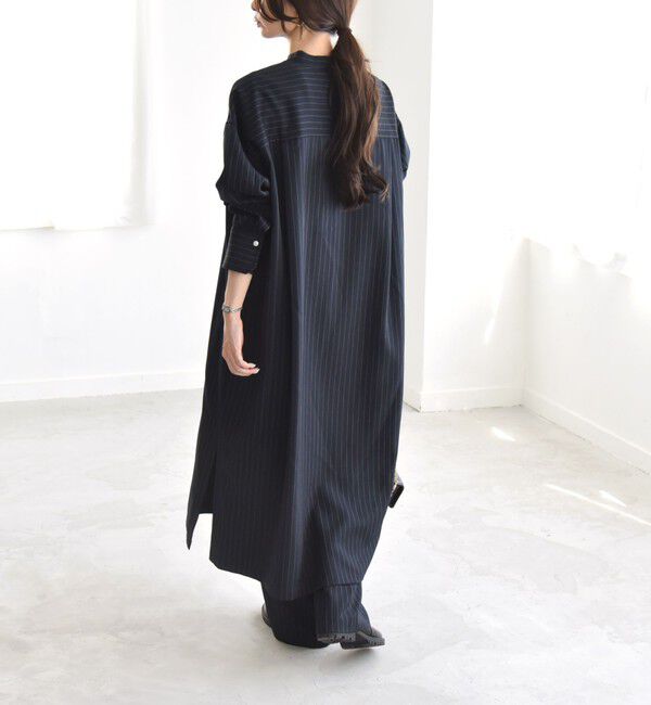 quaranciel「quaranciel:〈洗濯機可能〉ストライプ カフタンワンピース & パンツ セットアップ」|ワンピース|