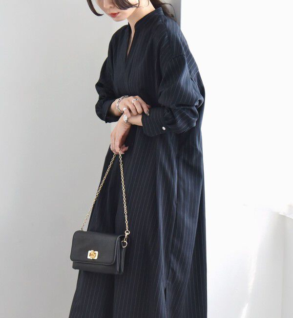 quaranciel「quaranciel:〈洗濯機可能〉ストライプ カフタンワンピース & パンツ セットアップ」|ワンピース|