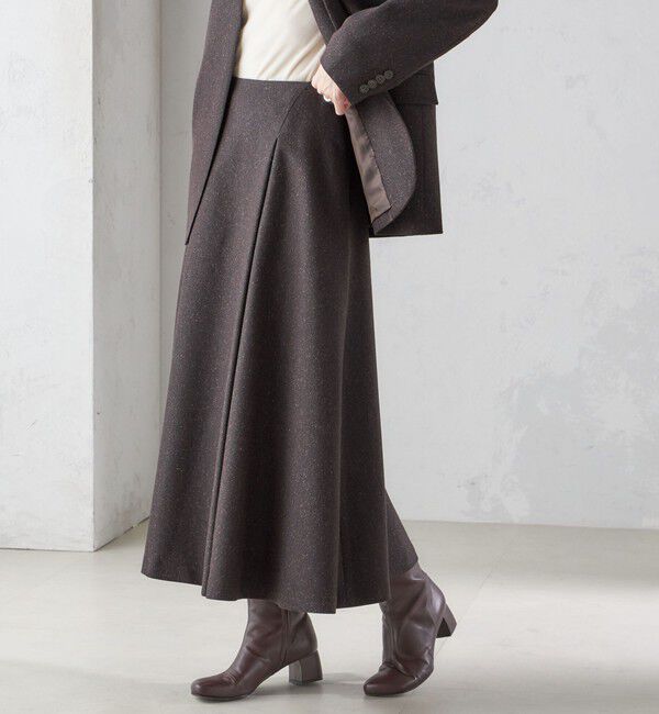 SHIPS for women「ヘリンボーン ツイード フレア スカート」|スカート|ブラウン