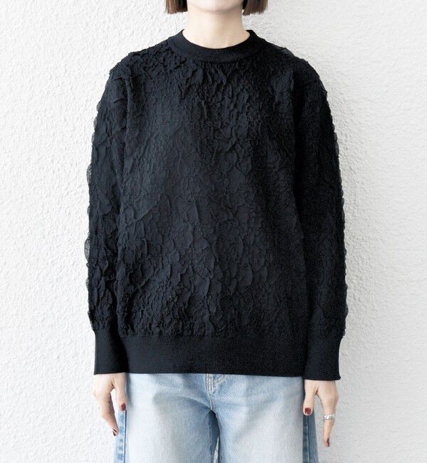SHIPS any「【WEB限定】SHIPS any:〈手洗い可能〉ジャカード バンピー クルーネック プルオーバー」|ニット・セーター|