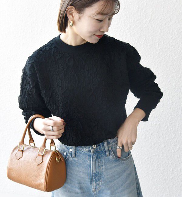 SHIPS any「【WEB限定】SHIPS any:〈手洗い可能〉ジャカード バンピー クルーネック プルオーバー」|ニット・セーター|