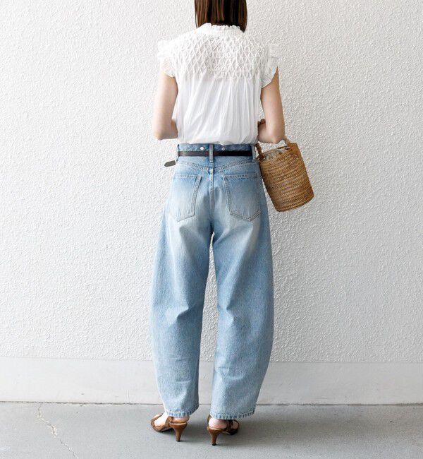 SHIPS any「SHIPS any:〈洗濯機可能〉ハンドスモッキング コットン フリル スタンドカラー ブラウス」|シャツ・ブラウス|