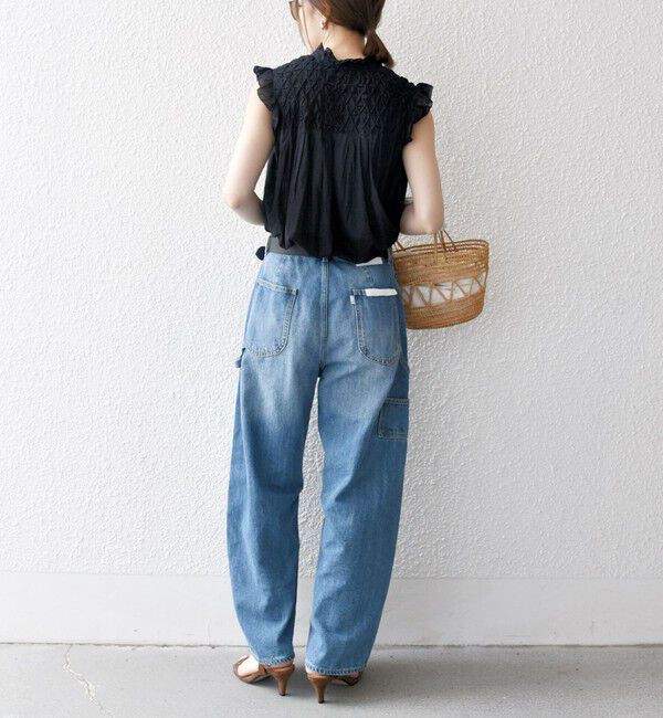 SHIPS any「SHIPS any:〈洗濯機可能〉ハンドスモッキング コットン フリル スタンドカラー ブラウス」|シャツ・ブラウス|