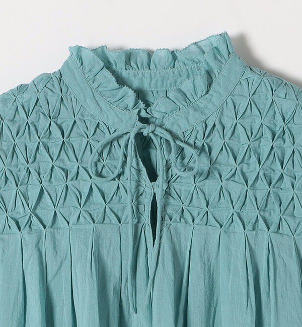 SHIPS any「SHIPS any:〈洗濯機可能〉ハンドスモッキング コットン フリル スタンドカラー ブラウス」|シャツ・ブラウス|