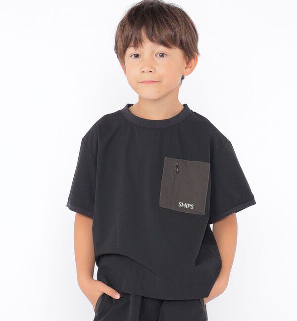 SHIPS KIDS「SHIPS KIDS:100～130cm / 〈UVカット〉ドライ ポケット TEE」|Tシャツ・カットソー|ブラック