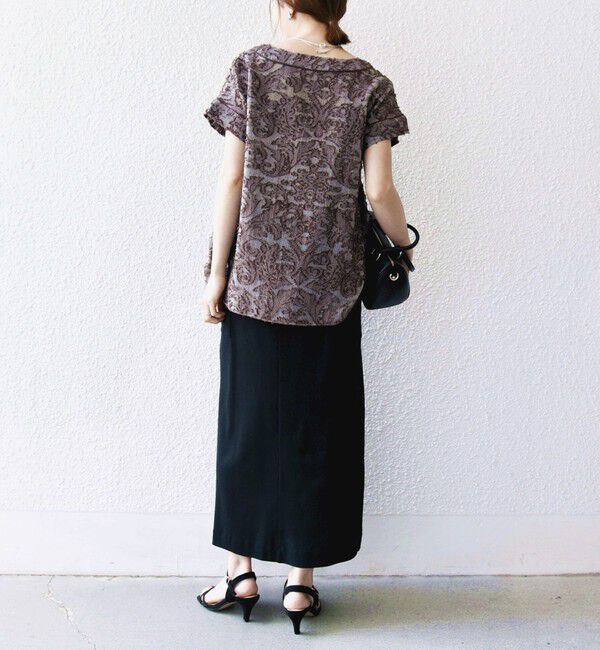 SHIPS any「SHIPS any:〈手洗い可能〉メッシュ ジャカード カフタン スキッパー ブラウス」|シャツ・ブラウス|