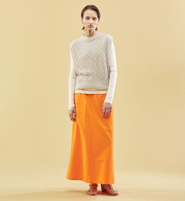 GALERIE VIE「バウンシーウェザー アシンメトリースリットマキシスカート」|台形|