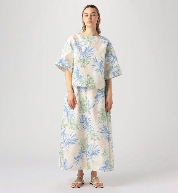 GALERIE VIE「ボタニカルジャカードプリント イージーワイドスカート」|フレア|