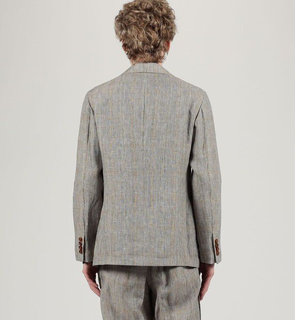 TOMORROWLAND MENS「リネン グレンチェック シングルブレステッド 3Bジャケット」|テーラードジャケット|