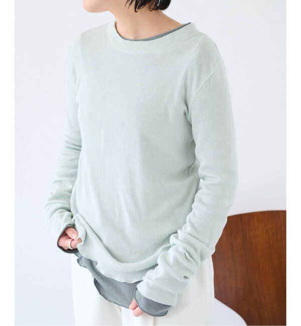 EMILYWEEK「コットンカシミヤテレコクループルオーバー」|Tシャツ・カットソー|ブルー