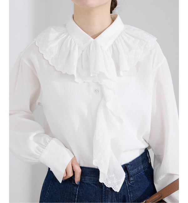 IENA「《予約》ドビーカットワークフリルブラウス」|シャツ・ブラウス|