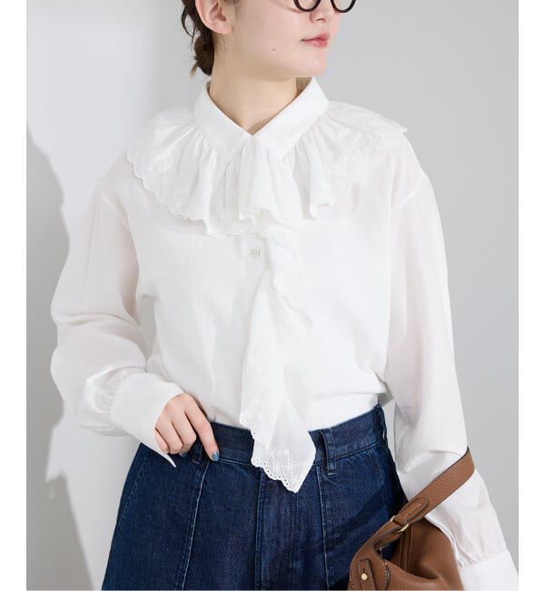 IENA「《予約》ドビーカットワークフリルブラウス」|シャツ・ブラウス|