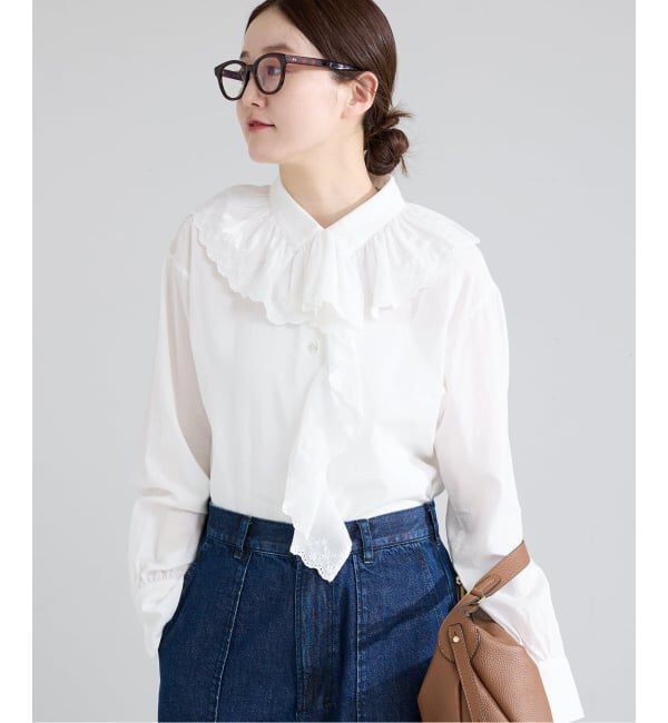 IENA「《予約》ドビーカットワークフリルブラウス」|シャツ・ブラウス|