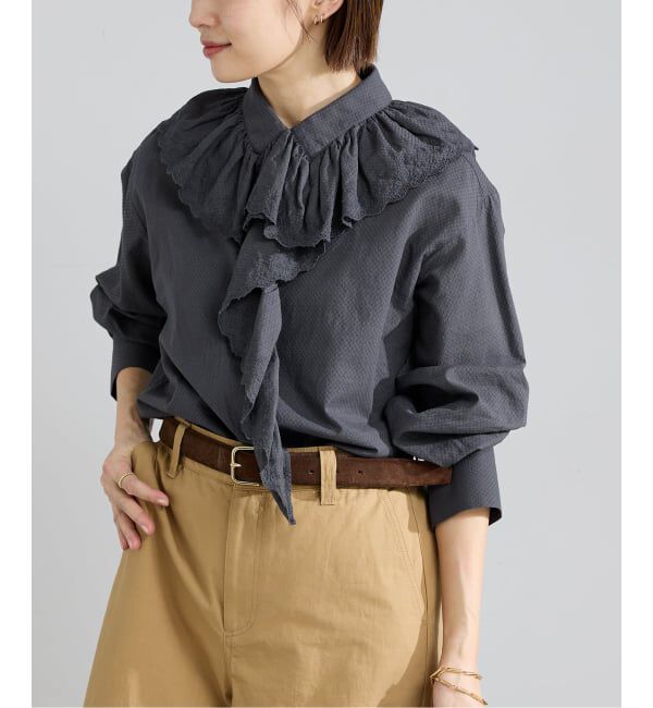 IENA「《予約》ドビーカットワークフリルブラウス」|シャツ・ブラウス|