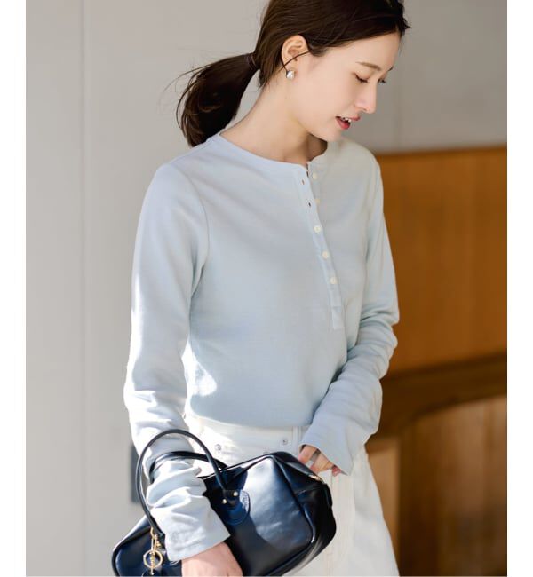 FRAMeWORK「ミニワッフルヘンリーネック」|Tシャツ・カットソー|