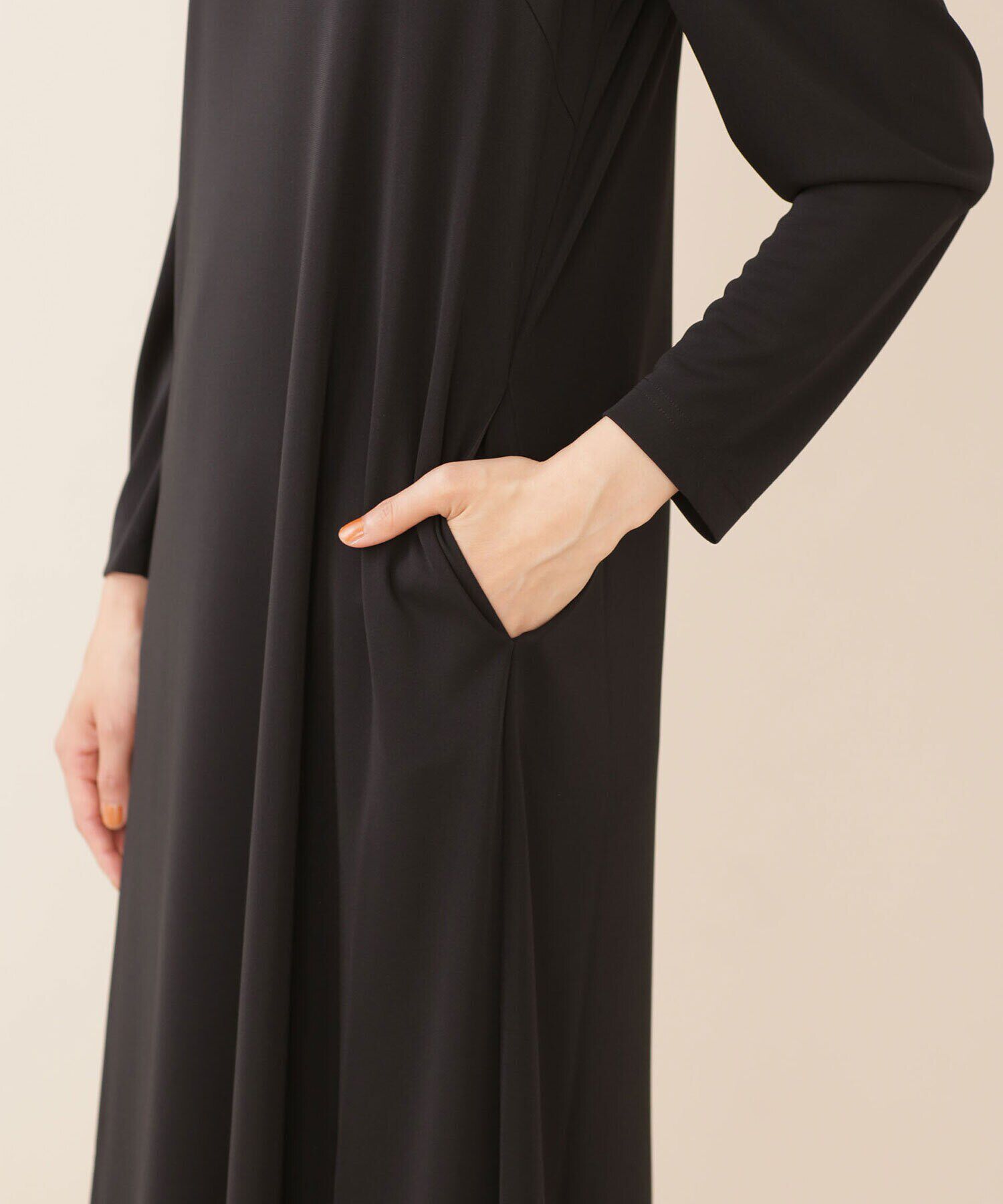 nano･universe「troisieme chaco/パワーショルダー ジャージーワンピース 長袖」|ワンピース|