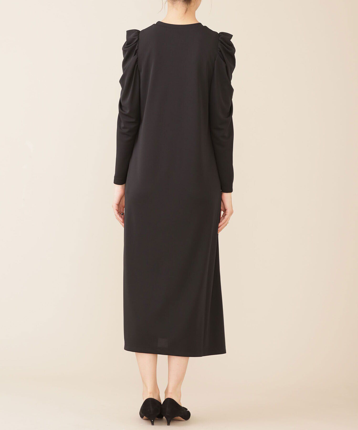 nano･universe「troisieme chaco/パワーショルダー ジャージーワンピース 長袖」|ワンピース|