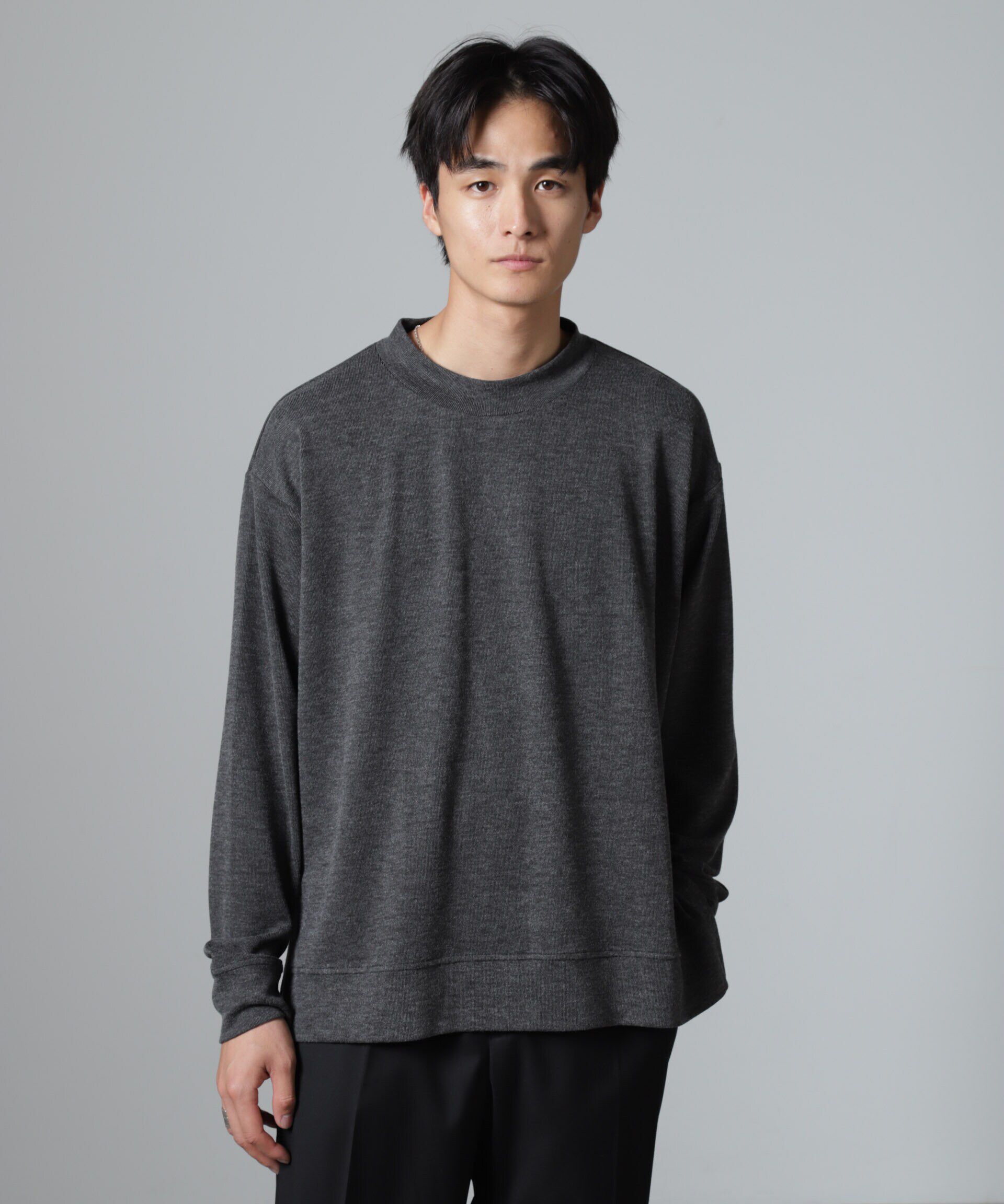 nano･universe「WEB限定/ストレッチテレコモックネックプルオーバー 長袖」|Tシャツ・カットソー|