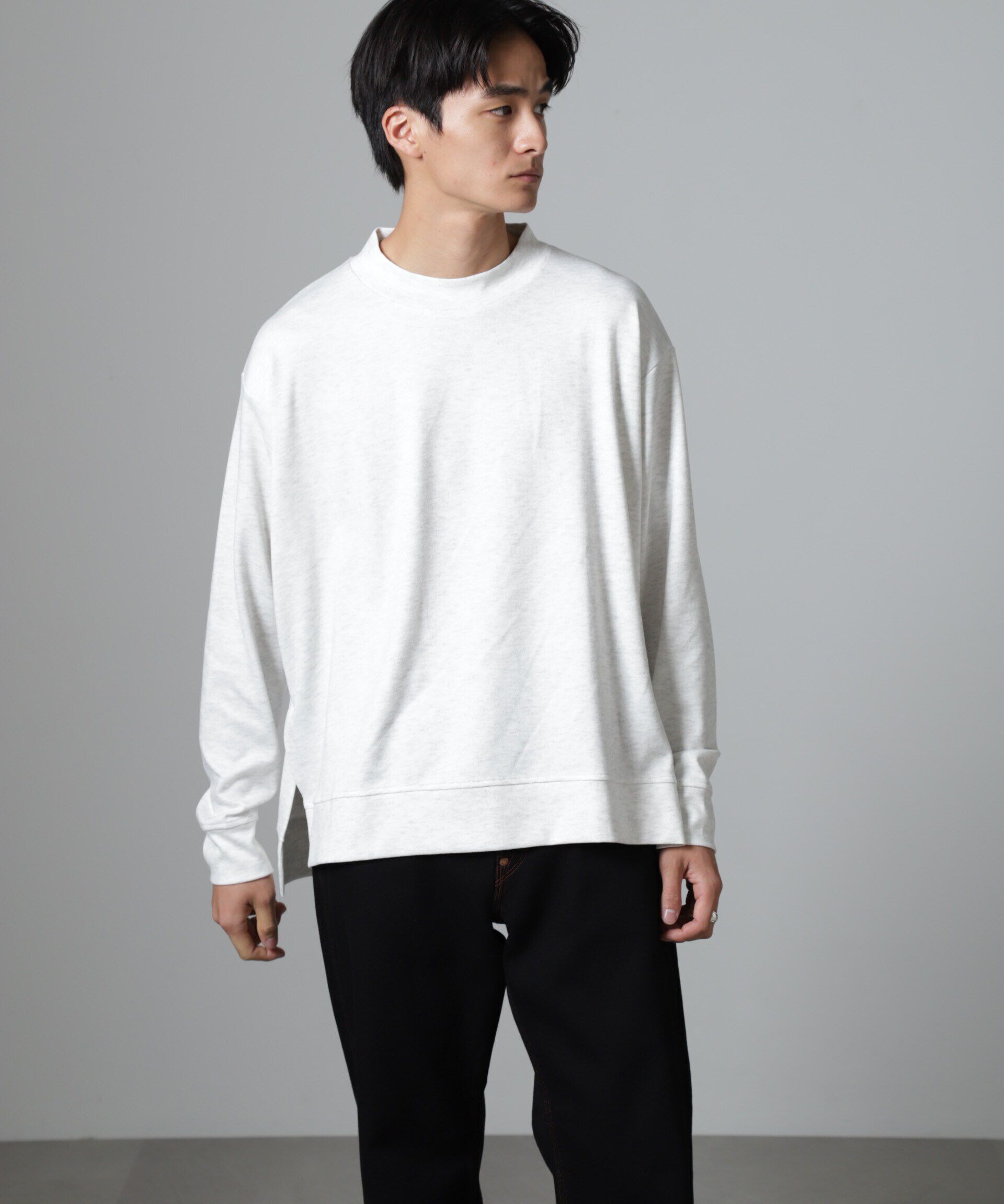 nano･universe「WEB限定/ストレッチテレコモックネックプルオーバー 長袖」|Tシャツ・カットソー|