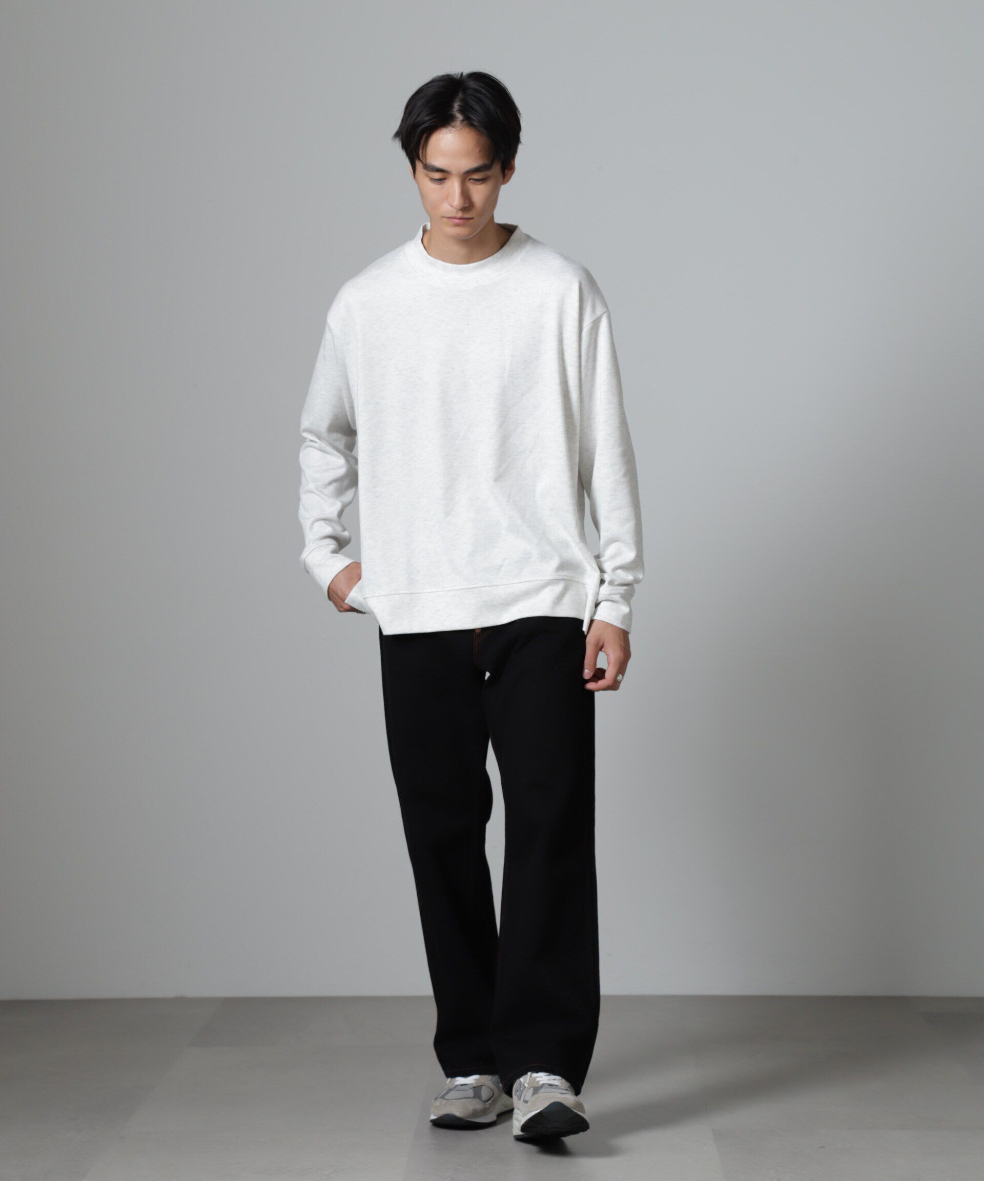 nano･universe「WEB限定/ストレッチテレコモックネックプルオーバー 長袖」|Tシャツ・カットソー|