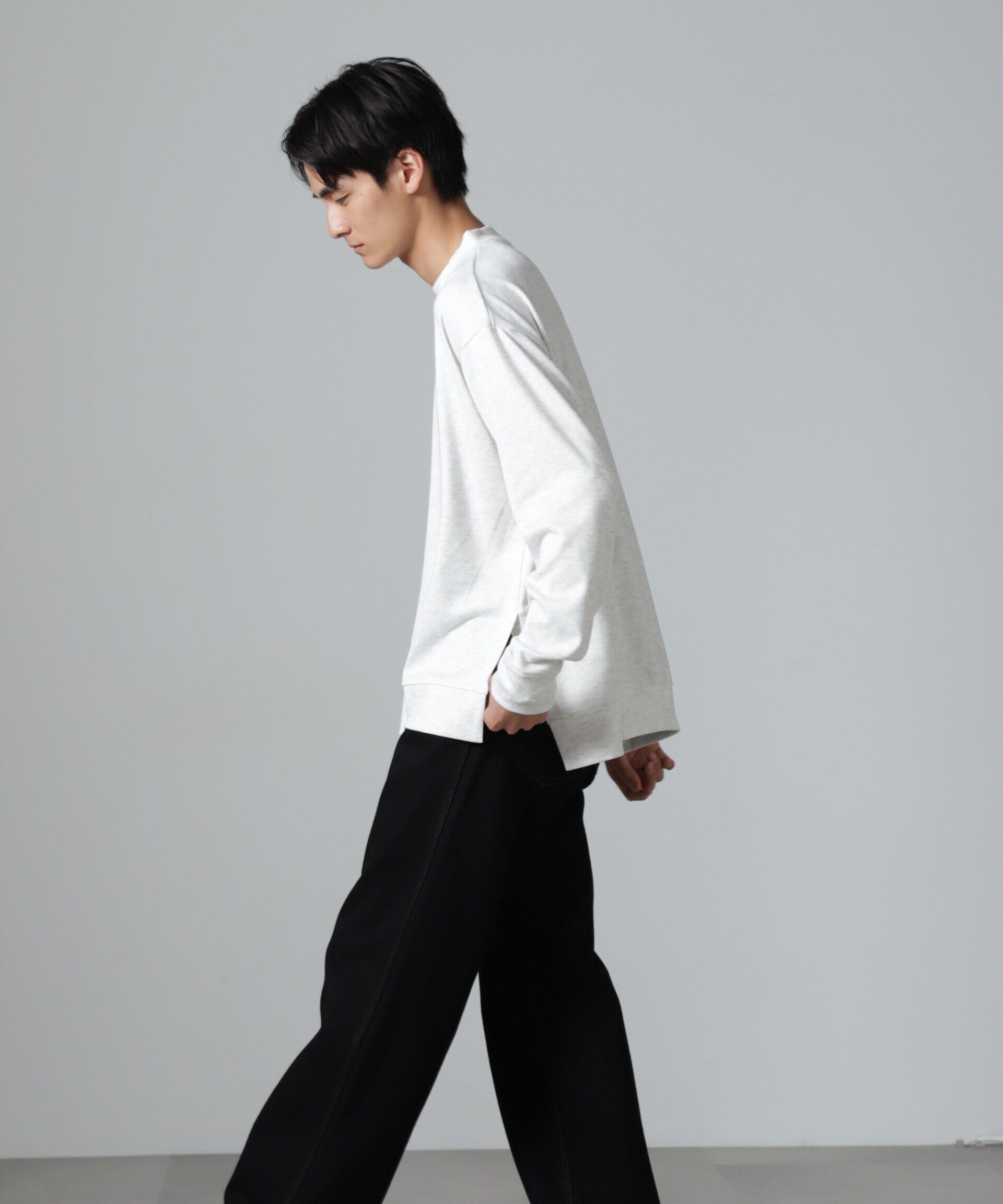 nano･universe「WEB限定/ストレッチテレコモックネックプルオーバー 長袖」|Tシャツ・カットソー|