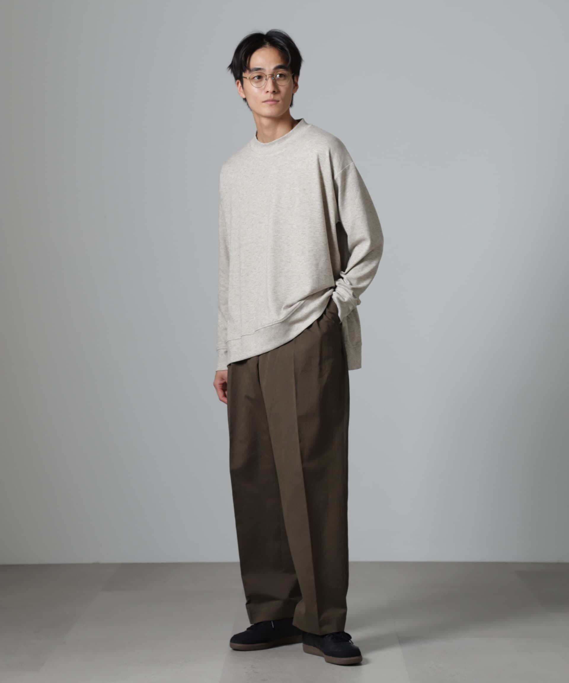 nano･universe「WEB限定/ストレッチテレコモックネックプルオーバー 長袖」|Tシャツ・カットソー|