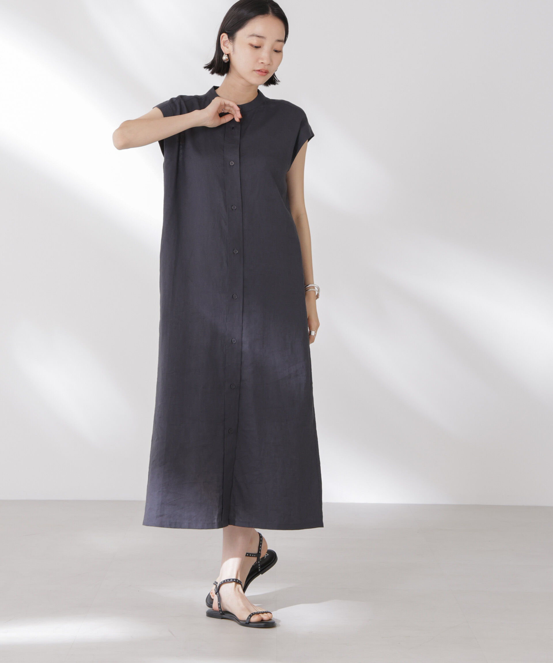 nano･universe「Anti Smell Linen フレンチスリーブワンピース」|ワンピース|
