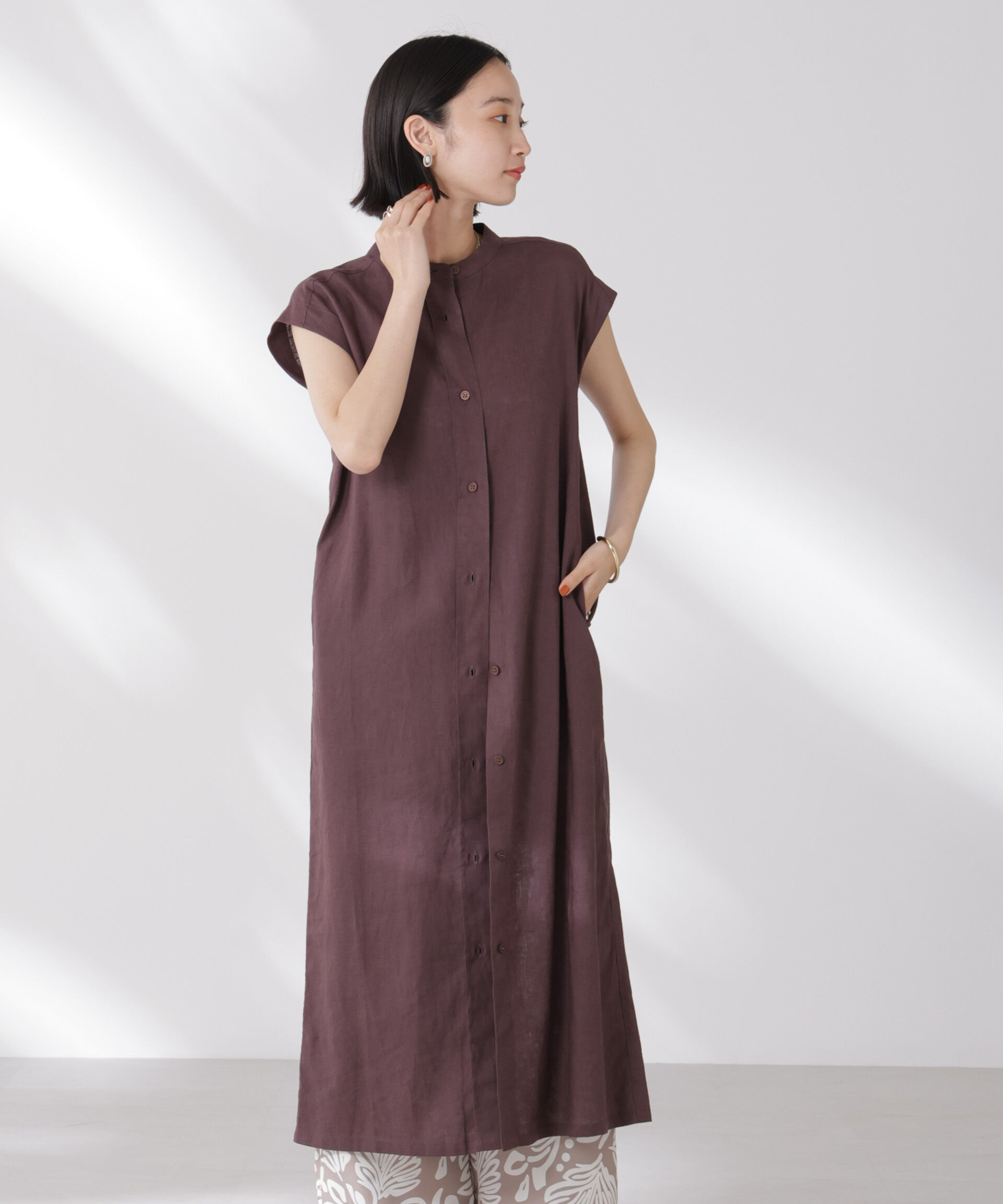 nano･universe「Anti Smell Linen フレンチスリーブワンピース」|ワンピース|