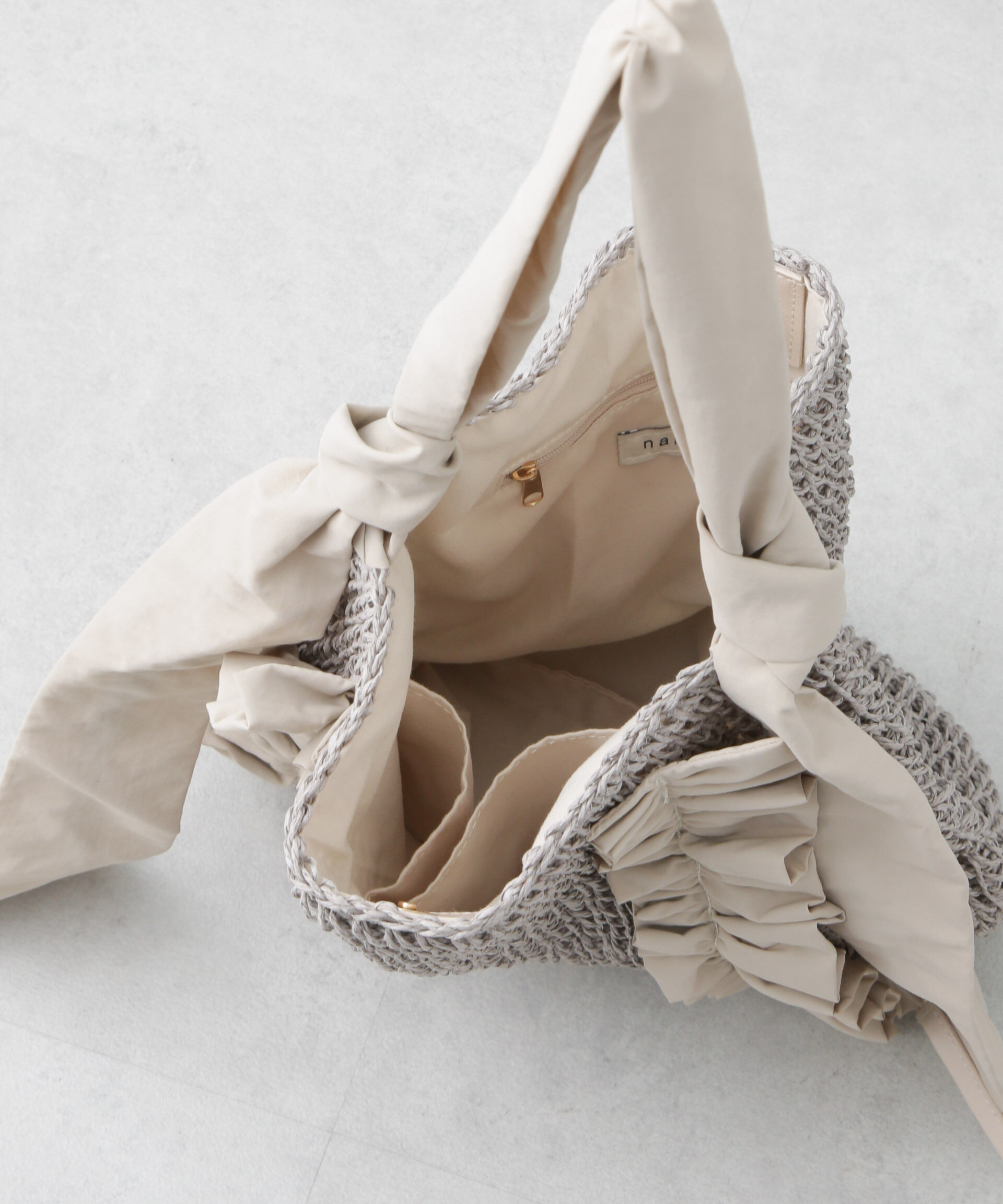 nano･universe「ギャザーフリルソフトペーパー編みバッグ」|ショルダー・メッセンジャー|