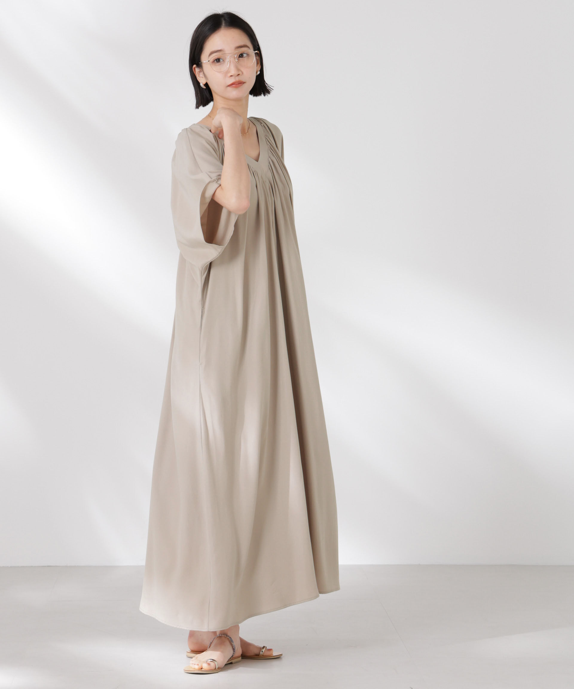 nano･universe「前後2wayボリュームギャザーワンピース」|ワンピース|